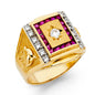 14KT REAL GOLD CZ STONE RING FOR MEN