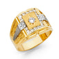 14KT REAL GOLD CZ STONE RING FOR MEN