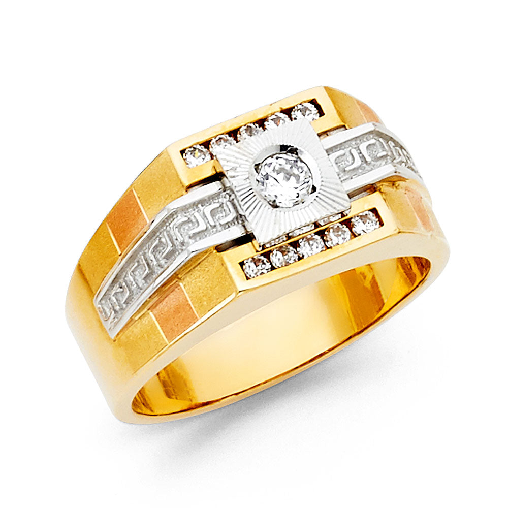 14KT REAL GOLD CZ STONE RING FOR MEN