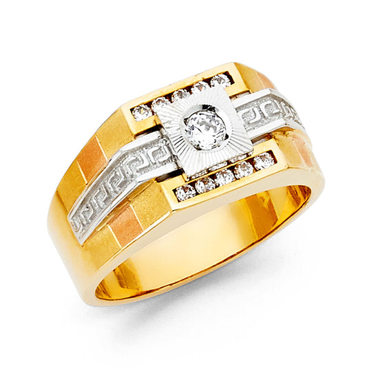 14KT REAL GOLD CZ STONE RING FOR MEN