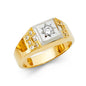 14KT REAL GOLD CZ STONE RING FOR MEN