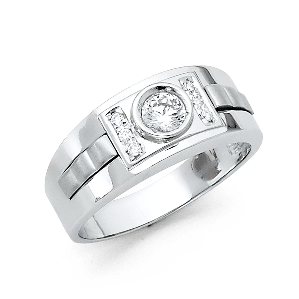 14KT REAL GOLD CZ STONE RING FOR MEN
