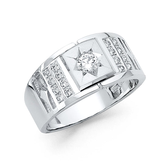 14KT REAL GOLD CZ STONE RING FOR MEN