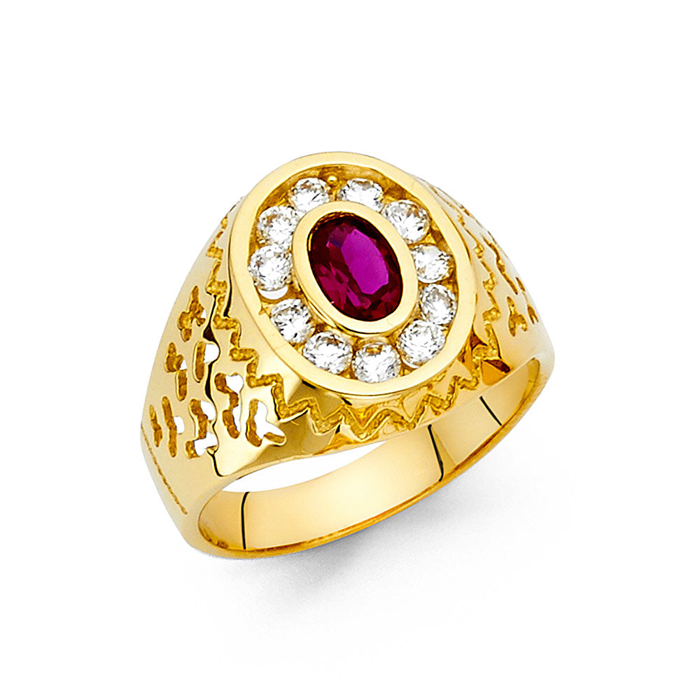 14KT REAL GOLD CZ STONE RING FOR MEN