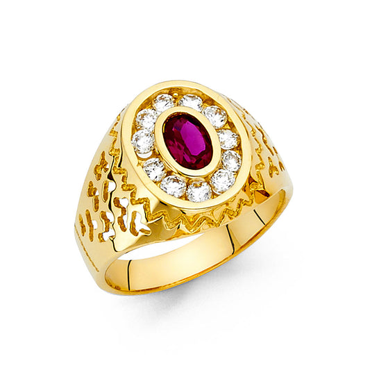 14KT REAL GOLD CZ STONE RING FOR MEN