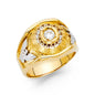 14KT REAL GOLD CZ STONE RING FOR MEN