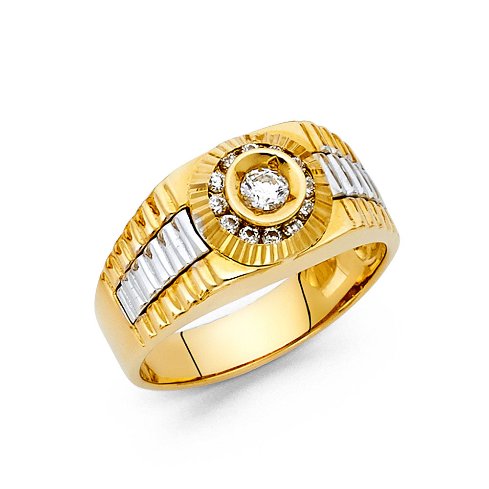 14KT REAL GOLD CZ STONE RING FOR MEN