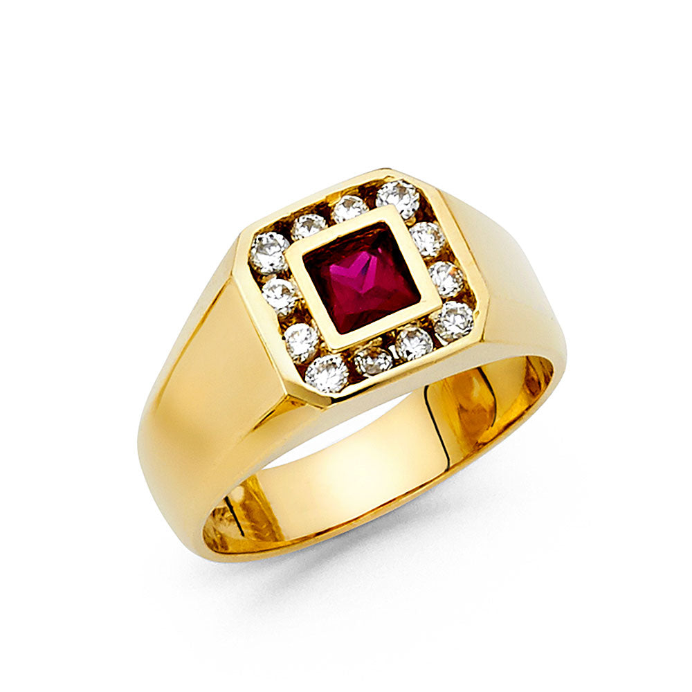 14KT REAL GOLD CZ STONE RING FOR MEN