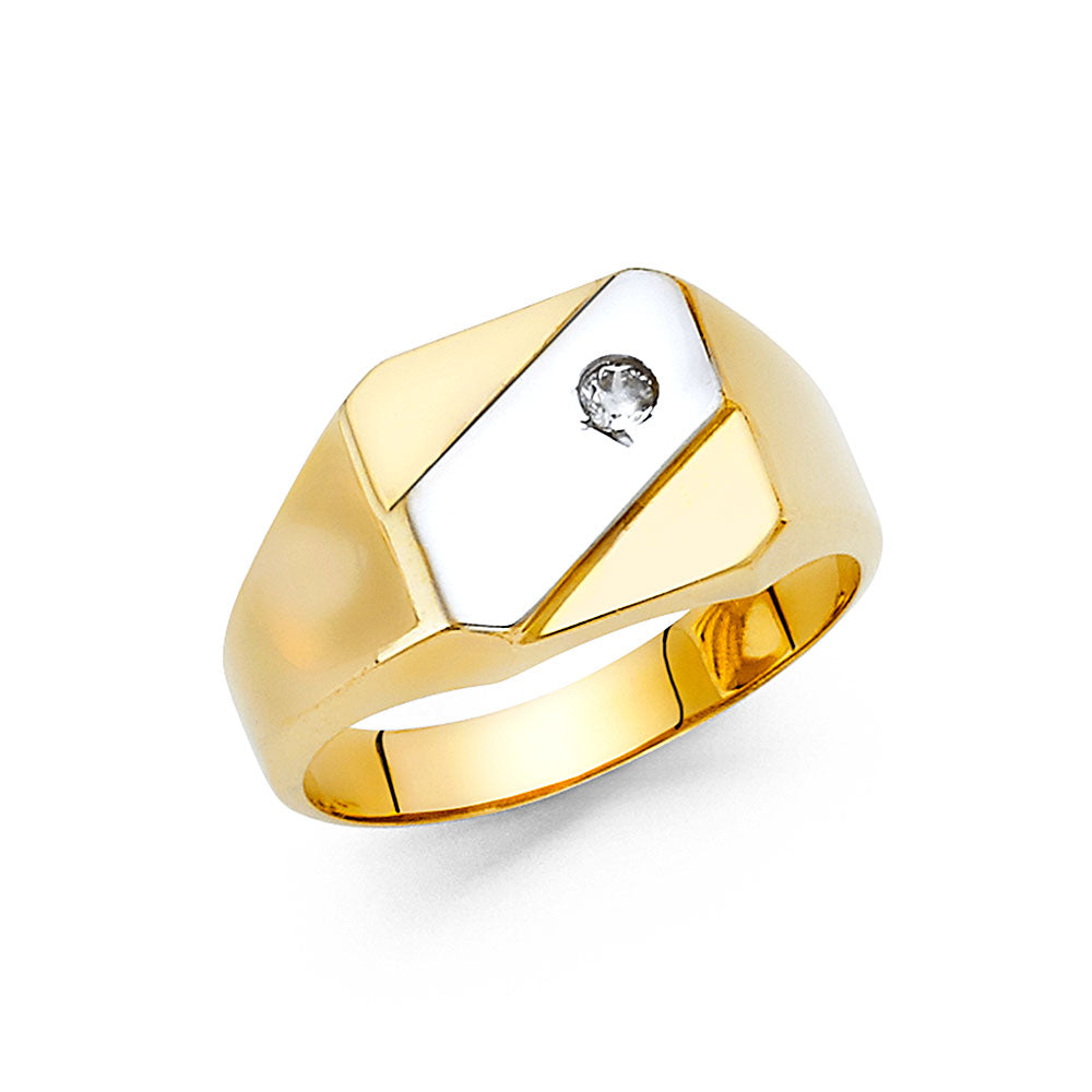 14KT REAL GOLD CZ STONE RING FOR MEN