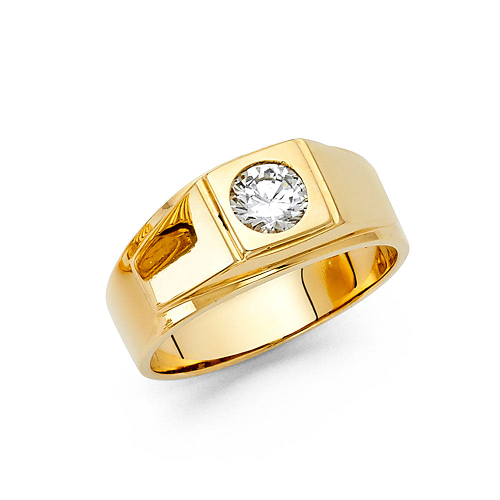 14KT REAL GOLD CZ STONE RING FOR MEN