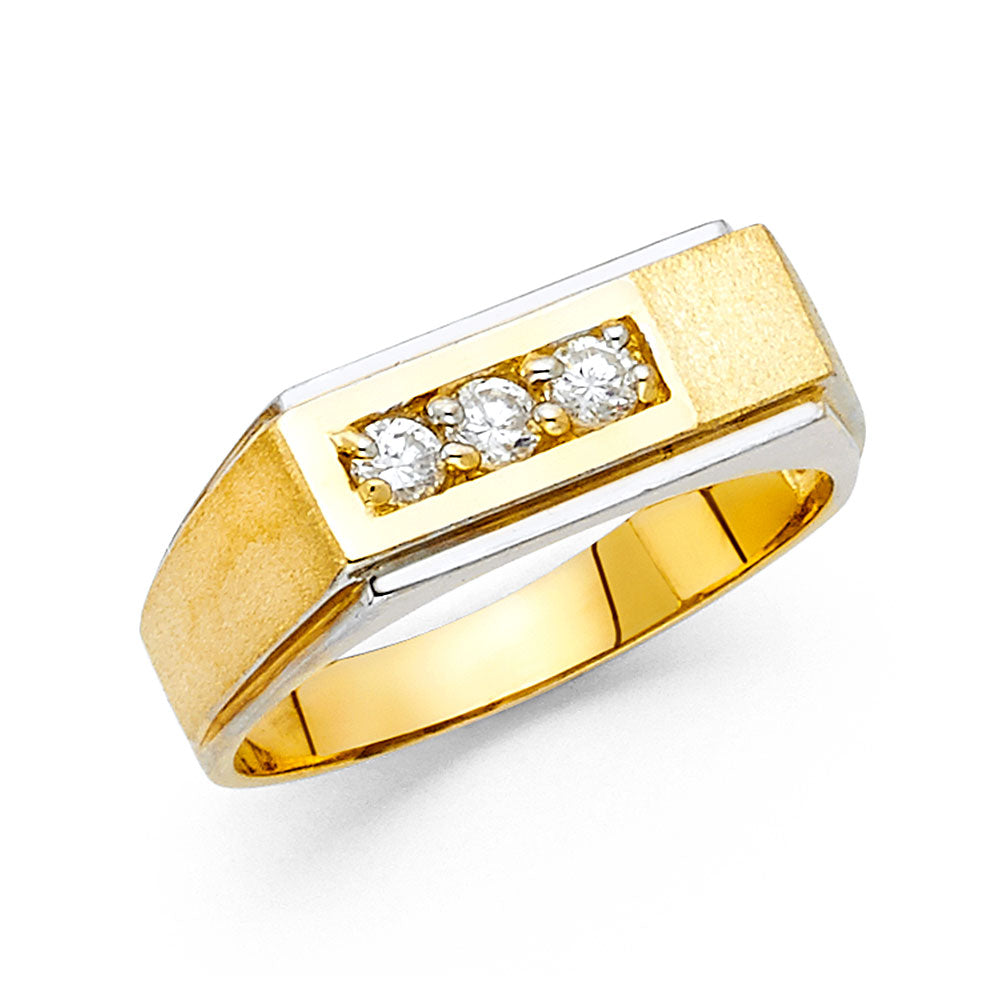 14KT REAL GOLD CZ STONE RING FOR MEN