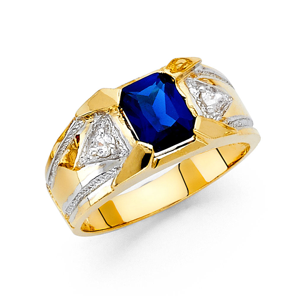 14KT REAL GOLD CZ STONE RING FOR MEN