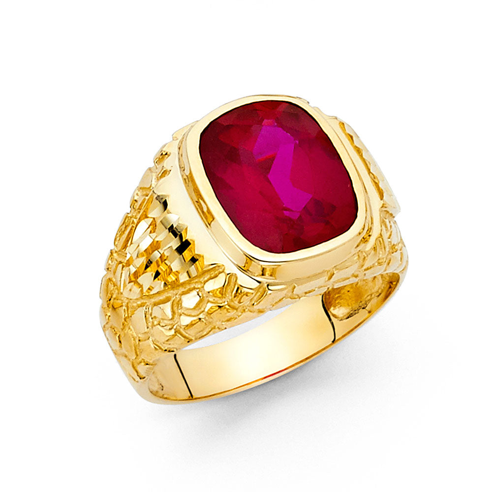 14KT REAL GOLD CZ STONE RING FOR MEN