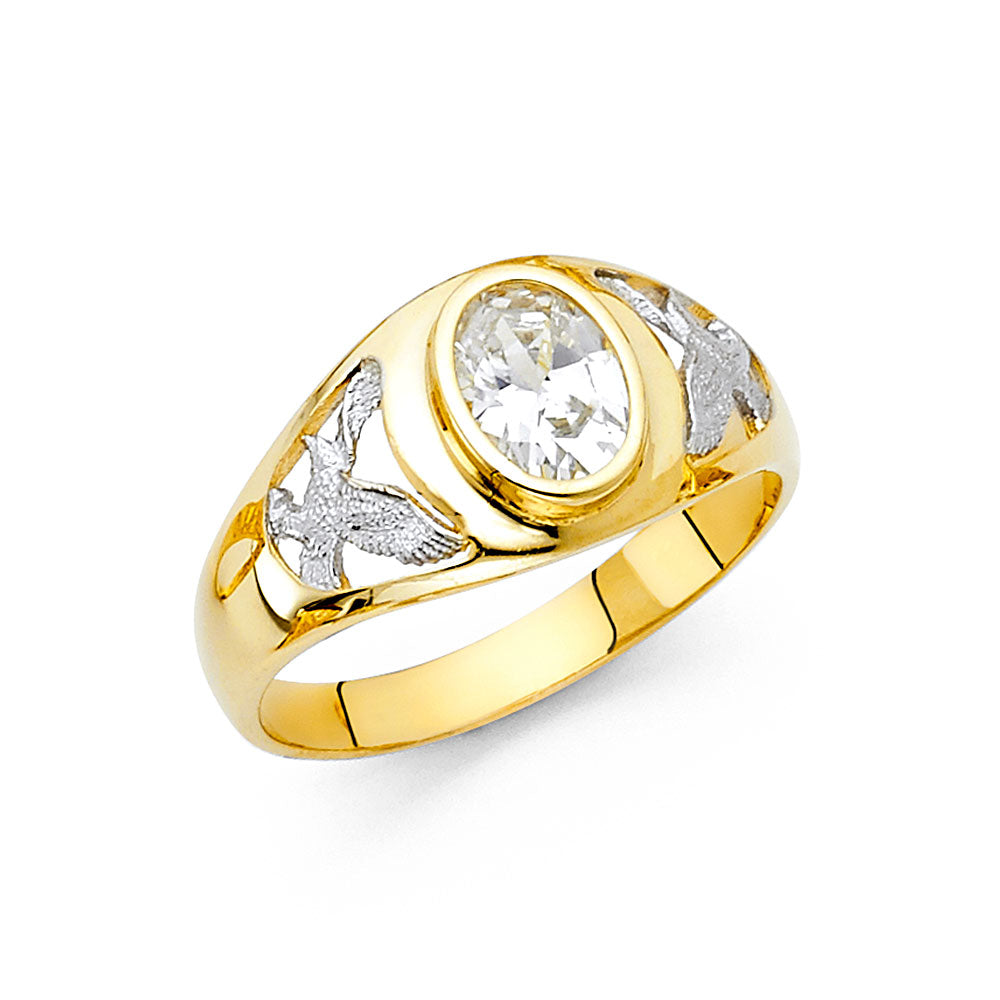 14KT REAL GOLD CZ STONE RING FOR MEN