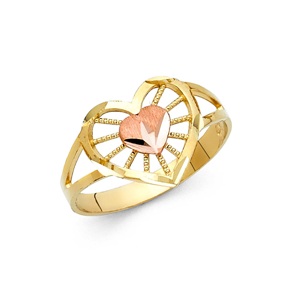 14KT REAL GOLD HEART RING FOR WOMEN