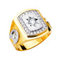 14KT REAL GOLD CZ STONE RING FOR MEN