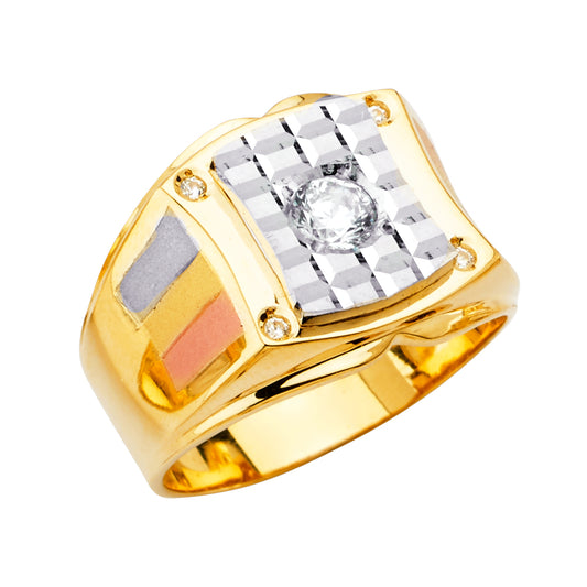 14KT REAL GOLD CZ STONE RING FOR MEN