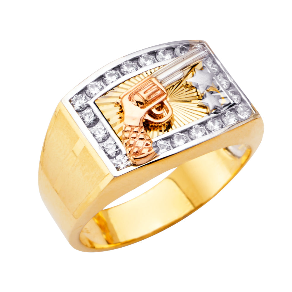 14KT REAL GOLD CZ STONE RING FOR MEN