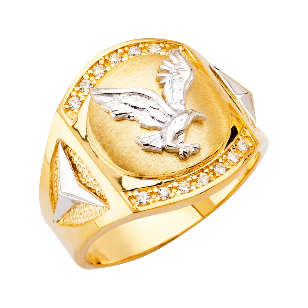 14KT REAL GOLD CZ STONE RING FOR MEN