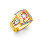 14KT REAL GOLD CZ STONE RING FOR MEN