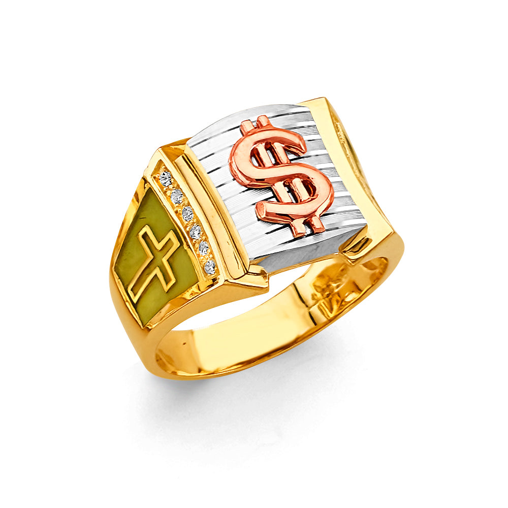14KT REAL GOLD CZ STONE RING FOR MEN