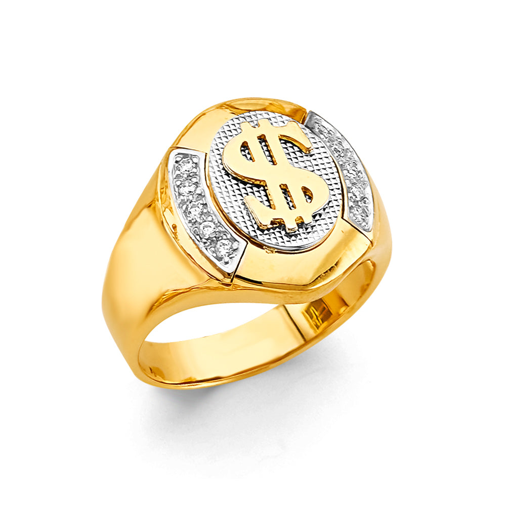 14KT REAL GOLD CZ STONE RING FOR MEN