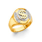 14KT REAL GOLD CZ STONE RING FOR MEN