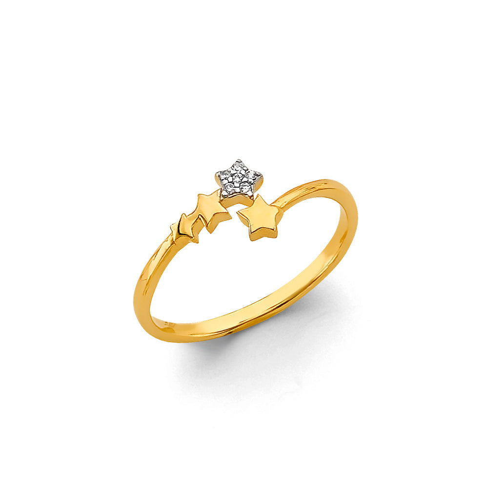 14KT REAL GOLD STAR RING FOR WOMEN