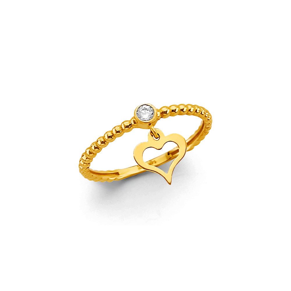 14KT REAL GOLD HEART RING FOR WOMEN