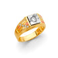 14KT REAL GOLD CZ STONE RING FOR MEN