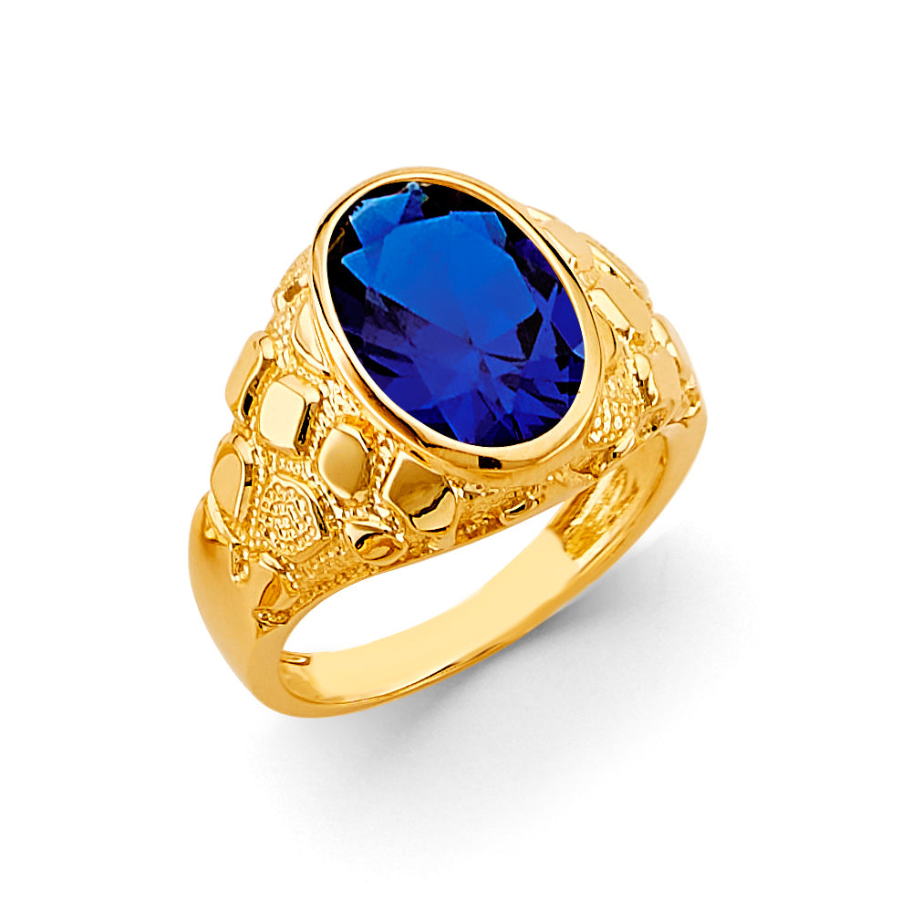 14KT REAL GOLD CZ STONE RING FOR MEN