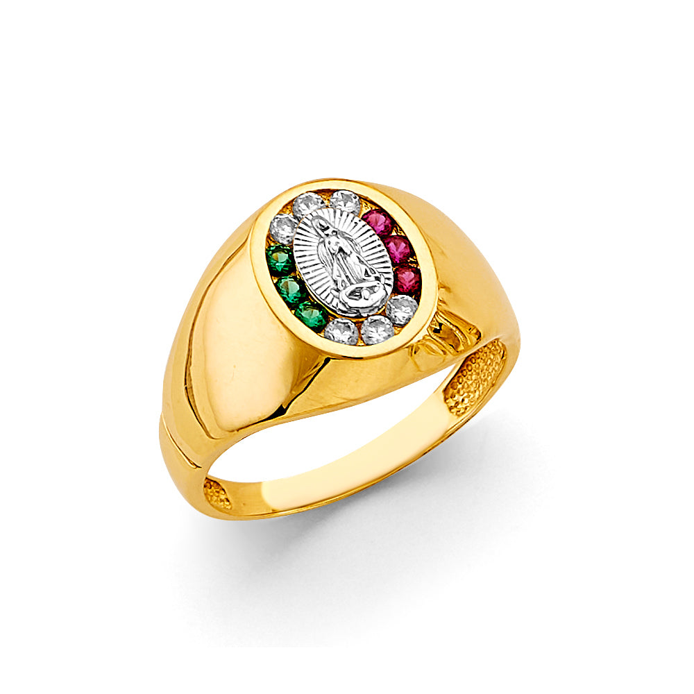 14KT REAL GOLD CZ STONE RING FOR MEN