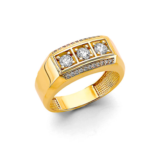 14KT REAL GOLD CZ STONE RING FOR MEN