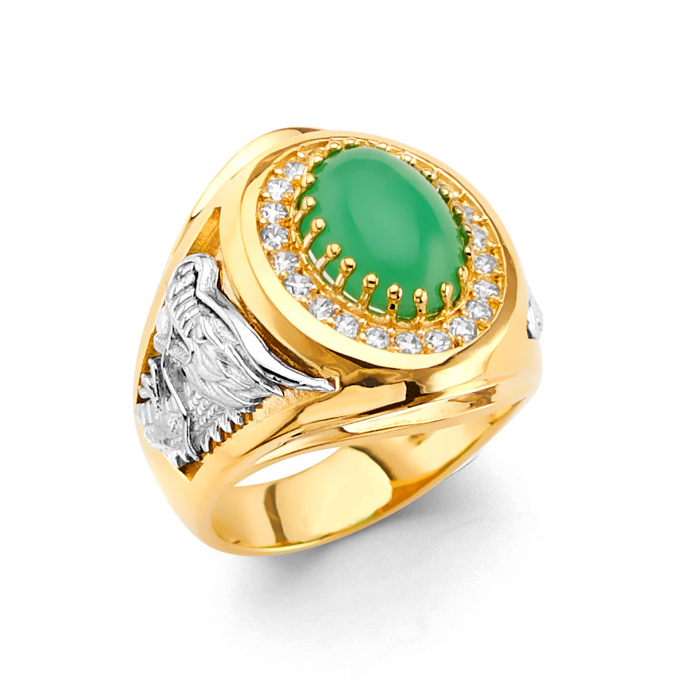 14KT REAL GOLD CZ STONE RING FOR MEN