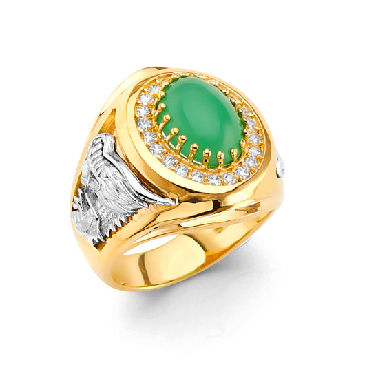14KT REAL GOLD CZ STONE RING FOR MEN