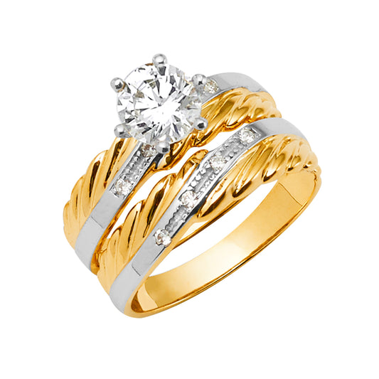 14KT REAL GOLD WEDDING TRIOSET