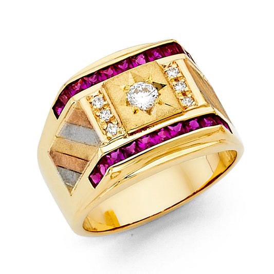 14kt Real Gold Men's Ring With Ruby