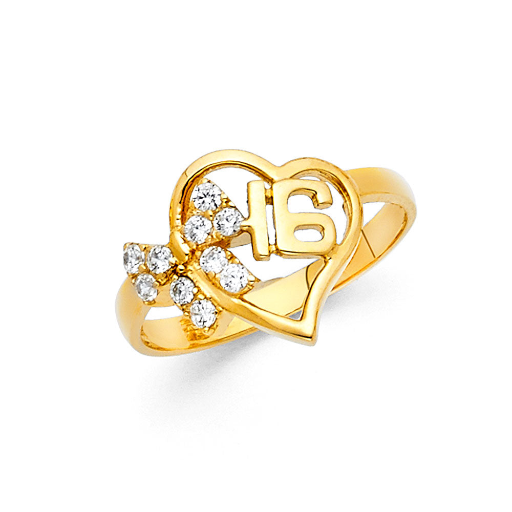 14kt REAL GOLD SWEET SIXTEEN RING