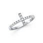 14KT REAL WHITE GOLD SIDEWAY CROSS RING