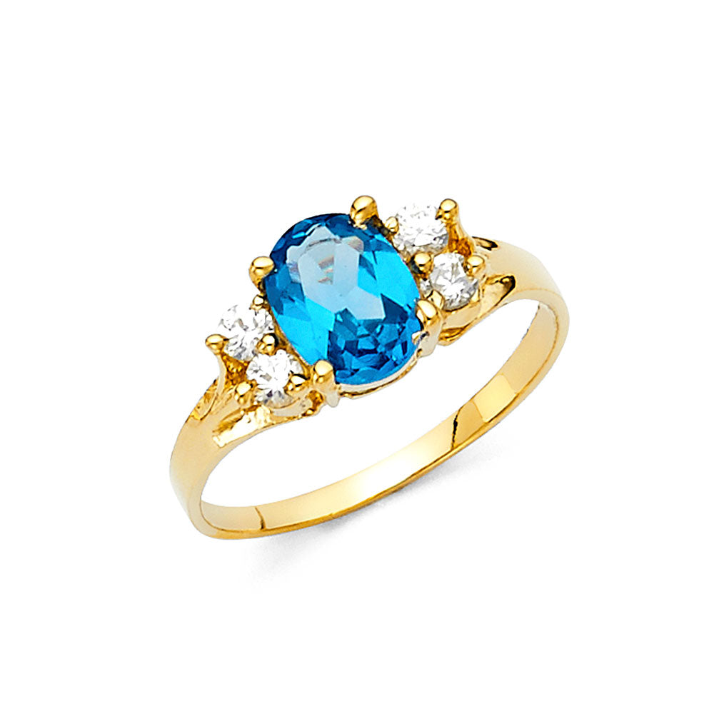 14kt Real Gold Ring With Blue Stone