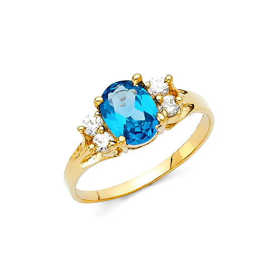 14kt Real Gold Ring With Blue Stone