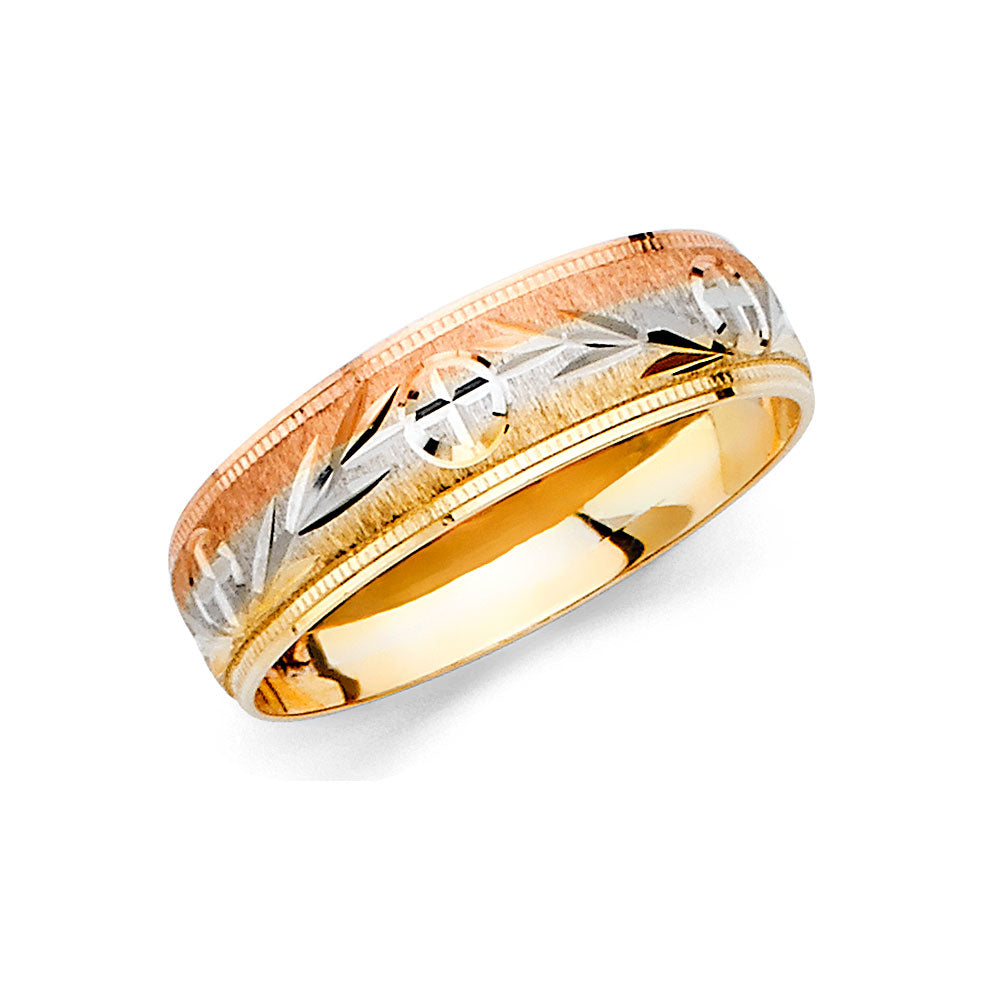 14KT REAL GOLD TRICOLOR WEDDING TRIO SET