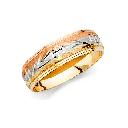 14KT REAL GOLD TRICOLOR WEDDING TRIO SET