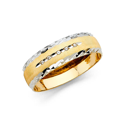 14KT REAL GOLD TWO-TONE WEDDING TRIO SET