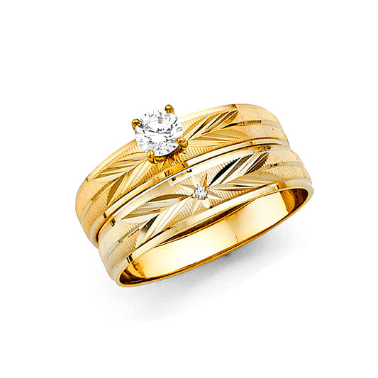 14KT REAL GOLD TRIO WEDDING SET