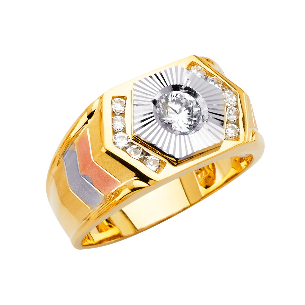 14kt Real Gold Tricolor Men's Ring