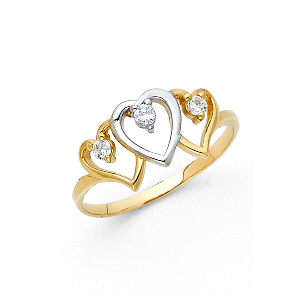 14KT REAL GOLD TWO TONE HEART RING