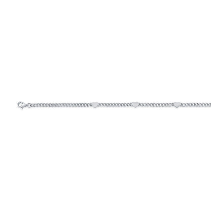 Sterling Silver, Heart Cuban Bracelet