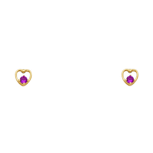 14KT REAL GOLD HEART STUD EARRINGS FOR KIDS