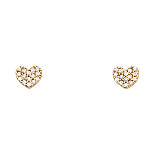 14KT REAL GOLD HEART STUD EARRINGS FOR KIDS